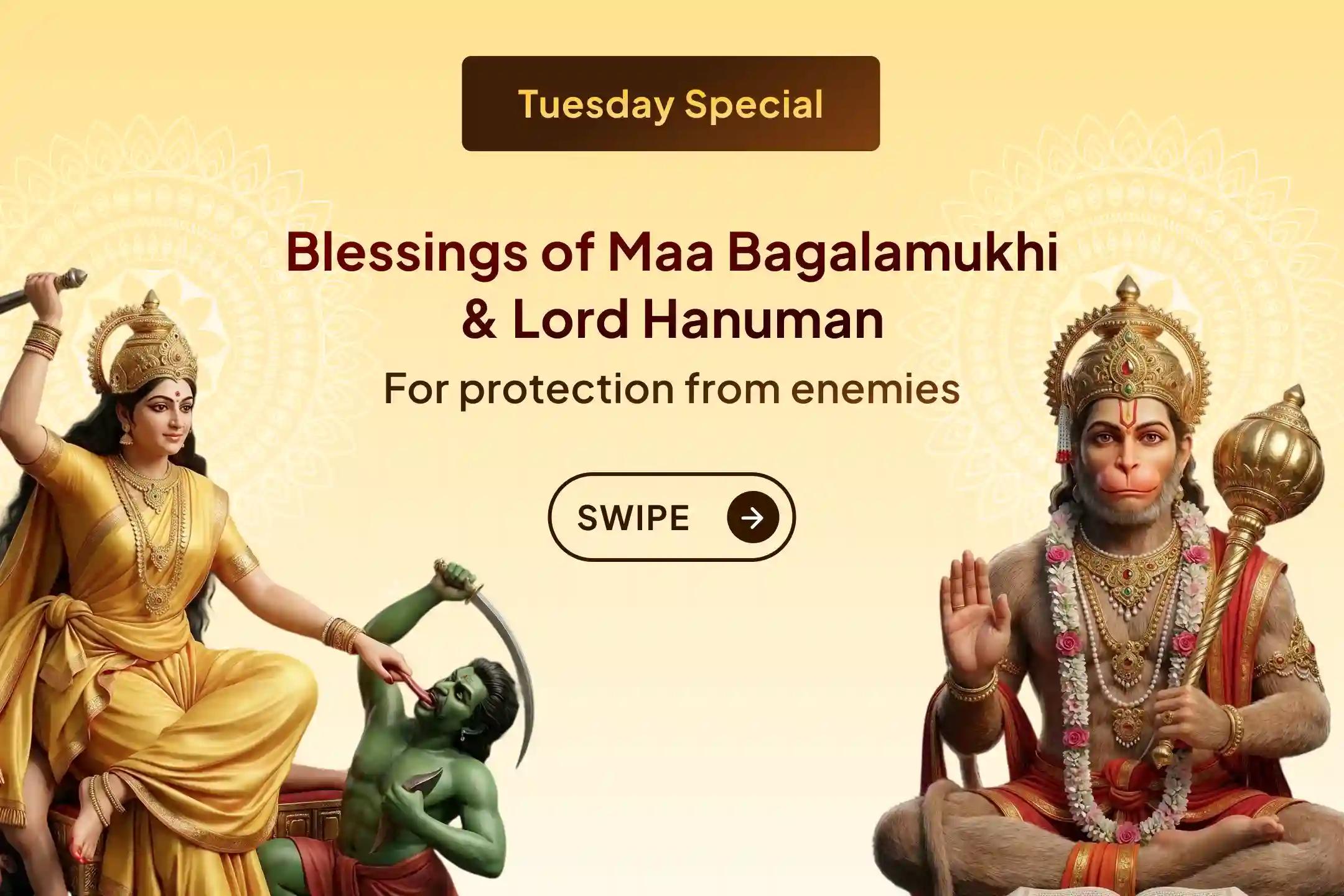When opposition and obstacles grow, seek the blessings of Maa Bagalamukhi and Lord Hanuman.