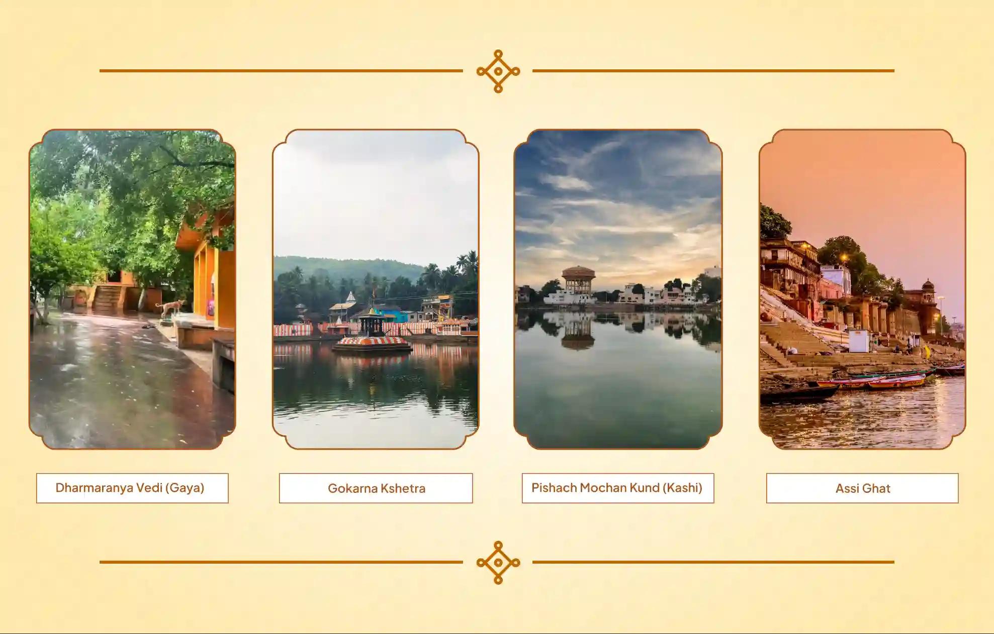 Gokarna region, Dharmaranya Vedi, Assi Ghat, Gokarn, Gaya, Kashi | Karnataka, Bihar, Uttar Pradesh Gokarna region, Dharmaranya Vedi, Assi Ghat, Gokarn, Gaya, Kashi | Karnataka, Bihar, Uttar Pradesh