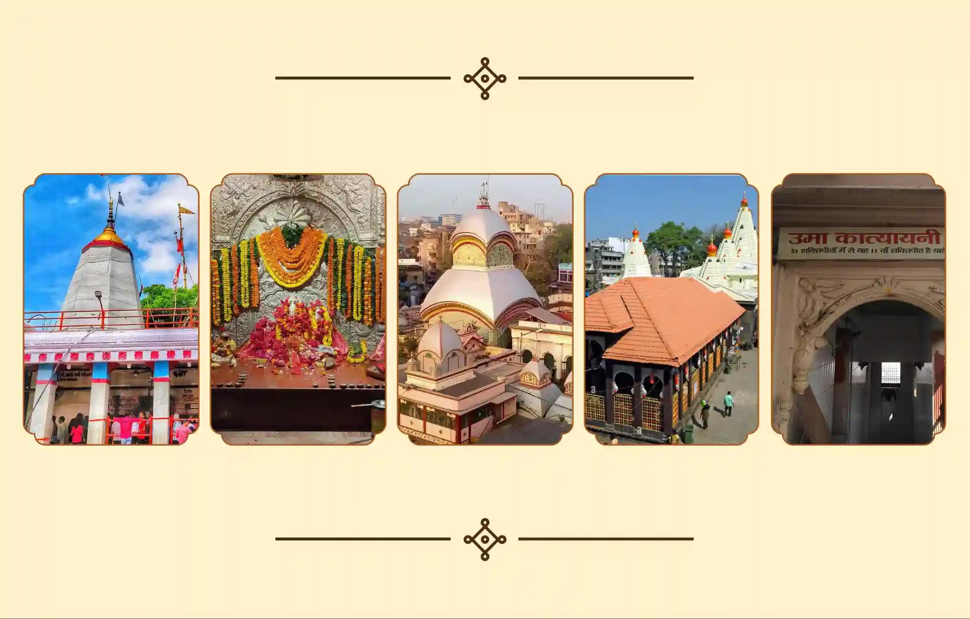 Shaktipeeth Kalighat Mandir, Maa Lalita Devi Mandir, Shaktipeeth Maa Vindhyavasini Devi Mandir, Uma Katyayani Shaktipeeth, Shaktipeeth Mahalaxmi Ambabai,Kolkata, Prayagraj, Mirzapur, Mathura, Kolhapur Shaktipeeth Kalighat Mandir, Maa Lalita Devi Mandir, Shaktipeeth Maa Vindhyavasini Devi Mandir, Uma Katyayani Shaktipeeth, Shaktipeeth Mahalaxmi Ambabai,Kolkata, Prayagraj, Mirzapur, Mathura, Kolhapur