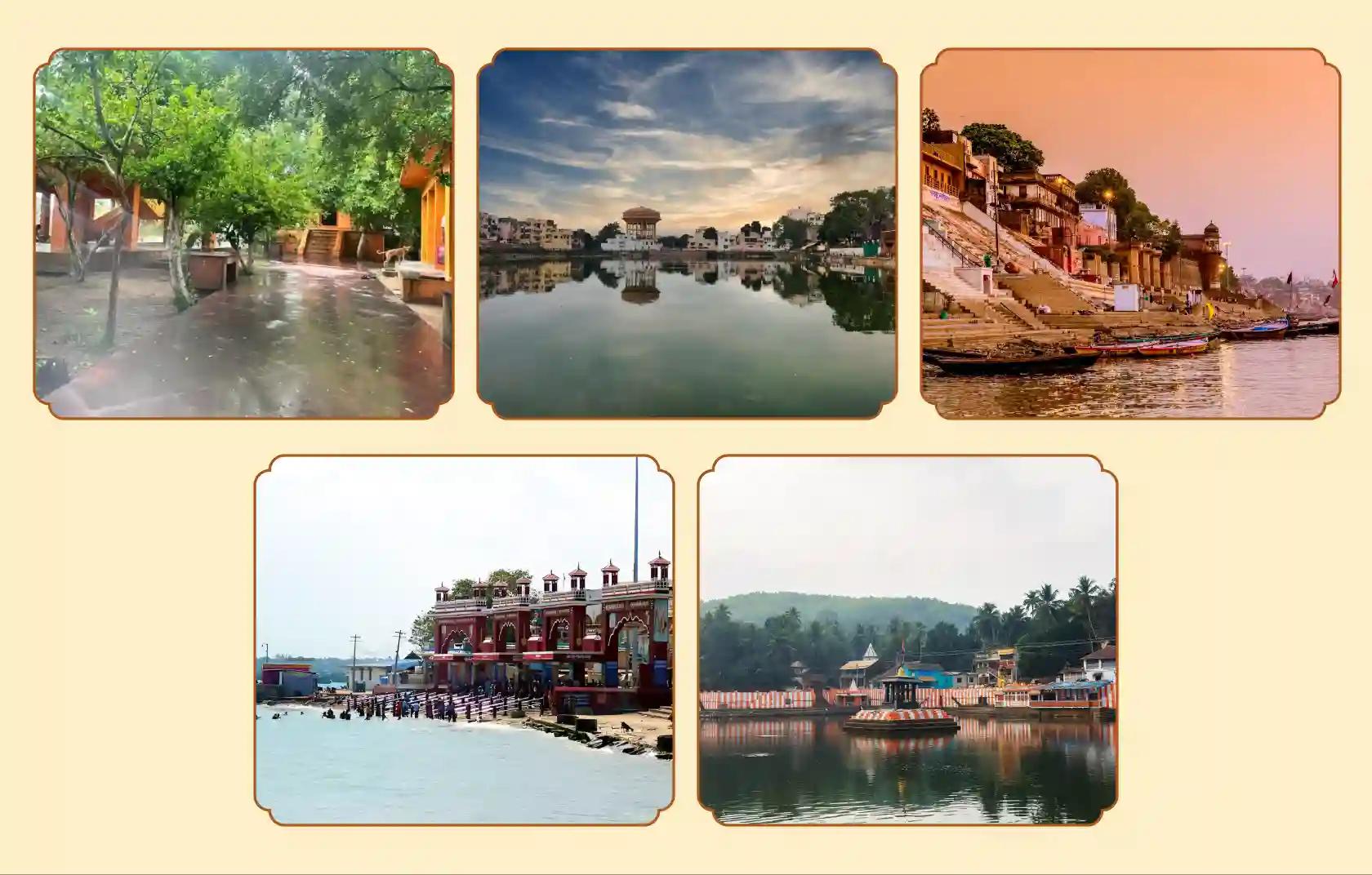 Dharmaranya Vedi, Gokarn, Triveni Sangam, Rameshwaram Ghats, Pishach Mochan Kund, Gaya, Gokarn, Prayagraj, Rameshwaram, Kashi Dharmaranya Vedi, Gokarn, Triveni Sangam, Rameshwaram Ghats, Pishach Mochan Kund, Gaya, Gokarn, Prayagraj, Rameshwaram, Kashi