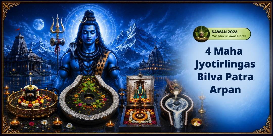 Perform Jal-Bel Patra Abhishek at 4 sacred Jyotirlingas - Omkareshwar | Trimbakeshwar | Grishneshwar | Baidyanath Perform Jal-Bel Patra Abhishek at 4 sacred Jyotirlingas - Omkareshwar | Trimbakeshwar | Grishneshwar | Baidyanath