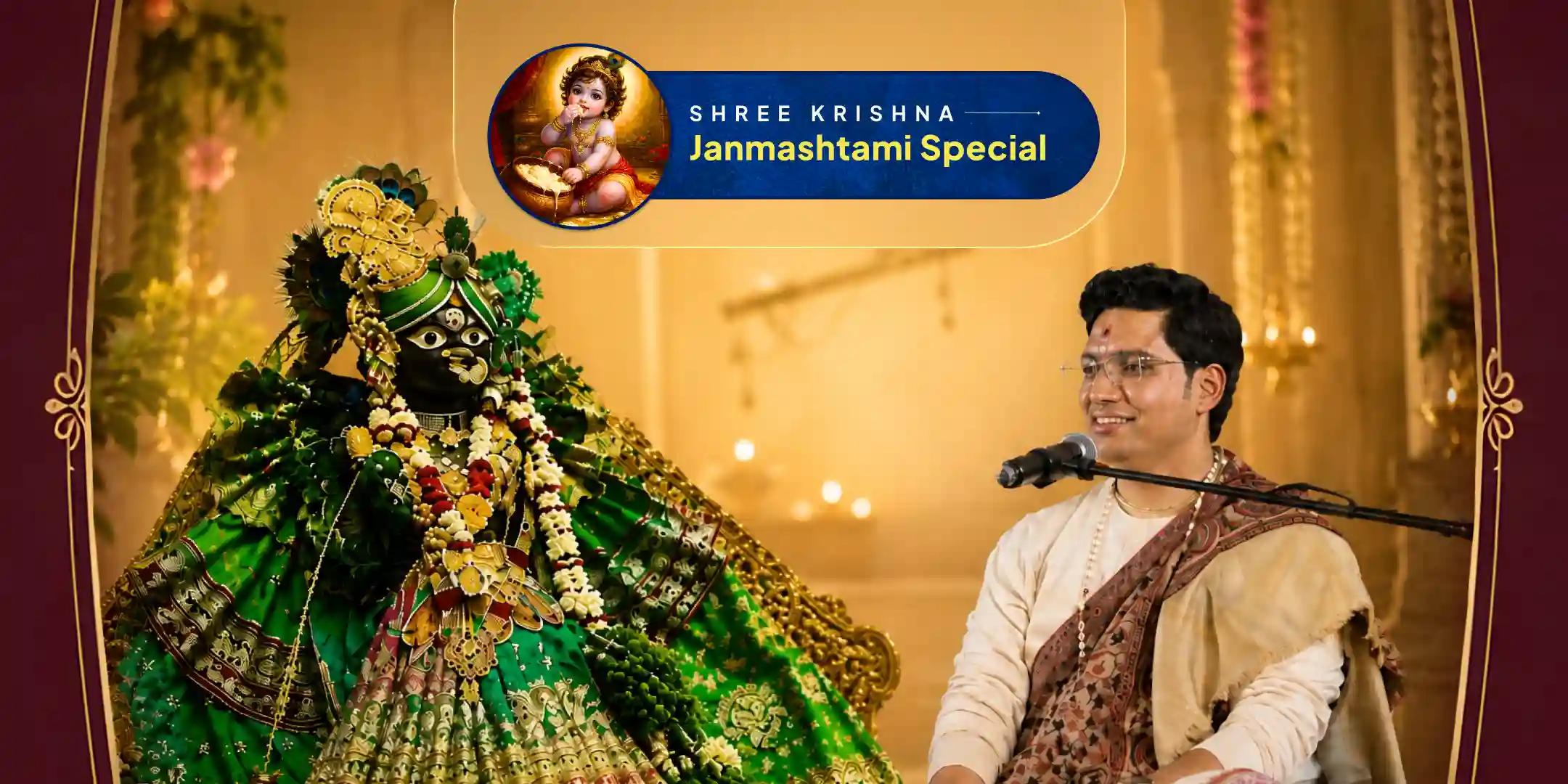 Aashrit Goswami Ji dwara - Panchamrit Abhishek, Sringaar, Katha, Mangala Aarti, Badhayi Gayan and Nandotsav Seva Aashrit Goswami Ji dwara - Panchamrit Abhishek, Sringaar, Katha, Mangala Aarti, Badhayi Gayan and Nandotsav Seva