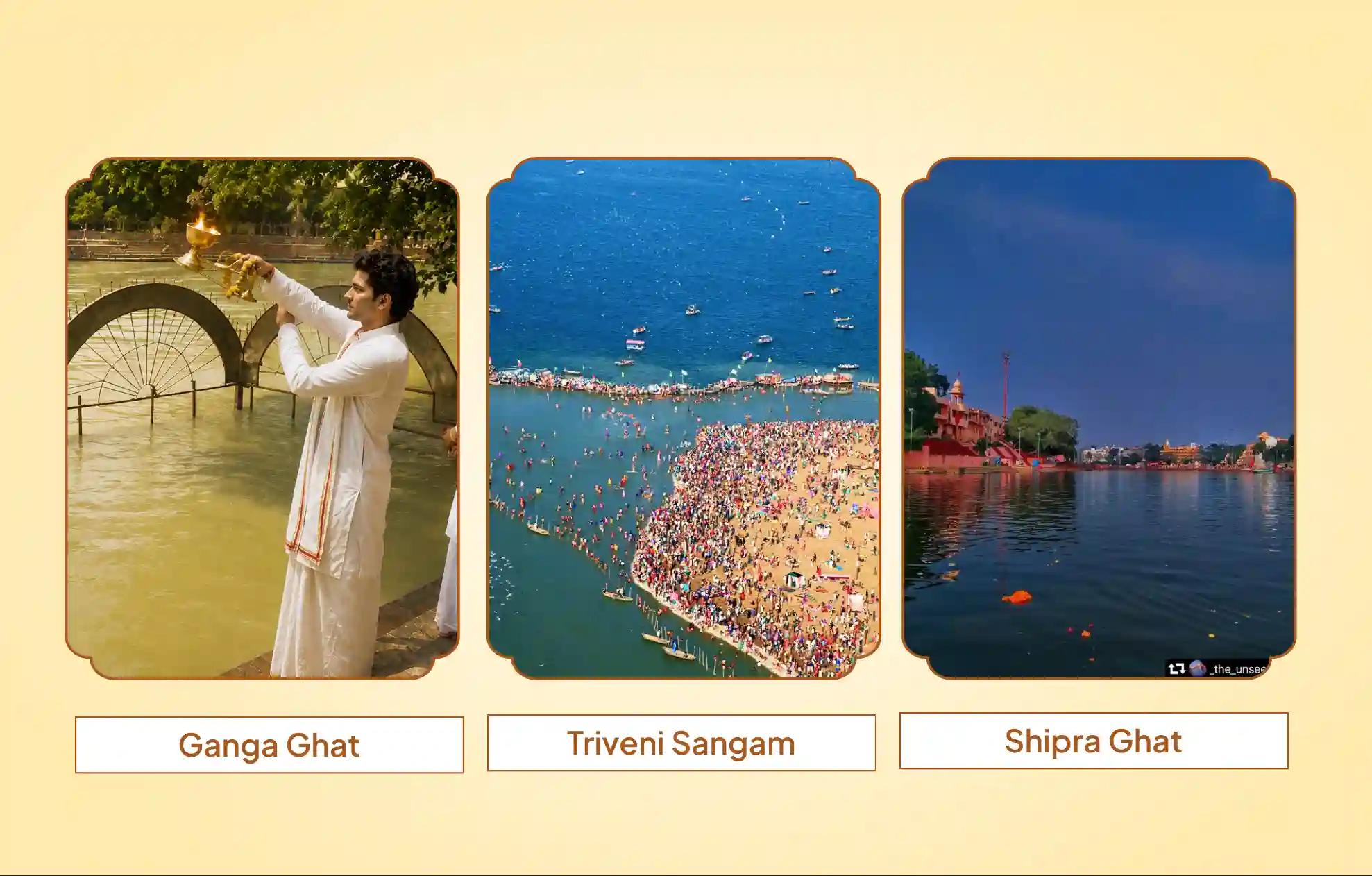 Ganga Ghat, Triveni Sangam, Shipra Ghat,Haridwar, Prayagraj, Ujjain Ganga Ghat, Triveni Sangam, Shipra Ghat,Haridwar, Prayagraj, Ujjain
