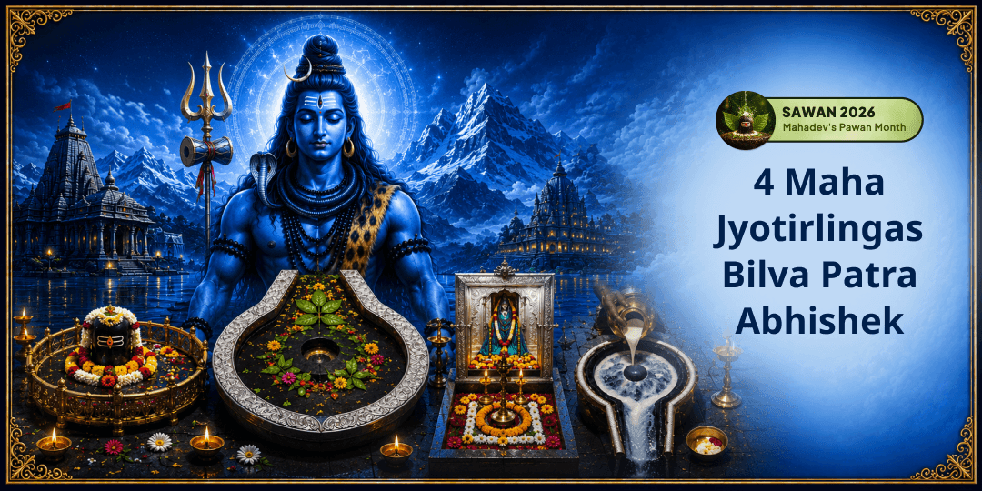 Perform Jal-Bel Patra Abhishek at 4 sacred Jyotirlingas - Omkareshwar | Trimbakeshwar | Grishneshwar | Baidyanath Perform Jal-Bel Patra Abhishek at 4 sacred Jyotirlingas - Omkareshwar | Trimbakeshwar | Grishneshwar | Baidyanath